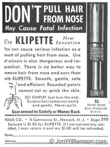 Vintage advertisement from the 1940s. Fatal Infection Alert! And, your finger might get stuck in there!